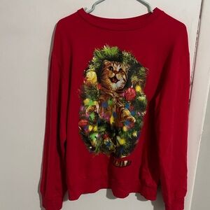 Men's M Mad Engine Cat Christmas Sweatshirt